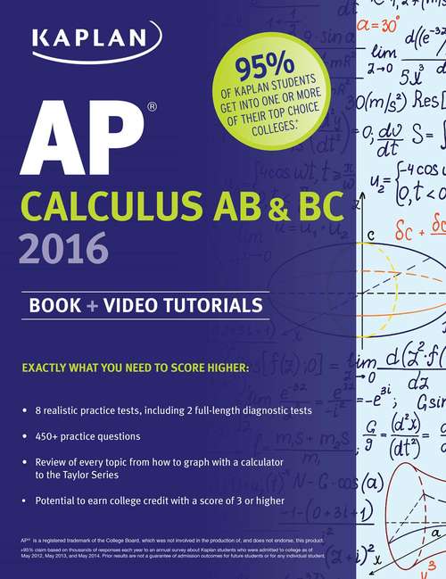 Book cover of Kaplan AP Calculus AB & BC 2016