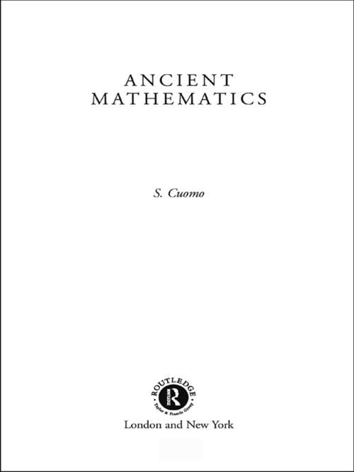 Book cover of Ancient Mathematics (Sciences of Antiquity)