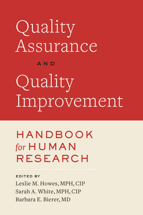 Book cover of Quality Assurance and Quality Improvement Handbook for Human Research