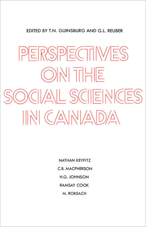 Book cover of Perspectives on the Social Sciences in Canada