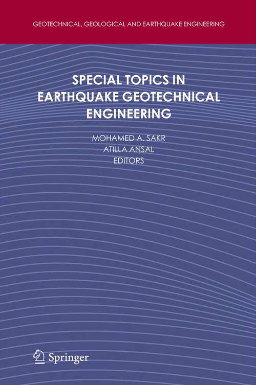 Book cover of Special Topics in Earthquake Geotechnical Engineering