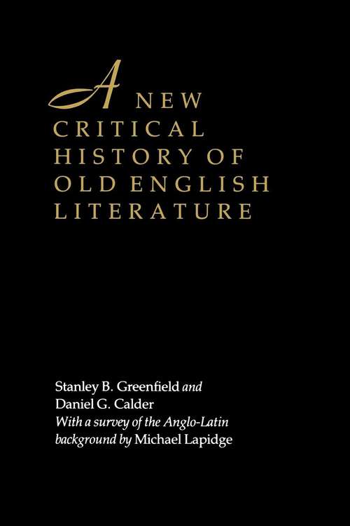 Book cover of A New Critical History of Old English Literature