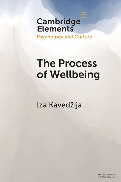 Book cover of The Process of Wellbeing: Conviviality, Care, Creativity (Elements in Psychology and Culture)