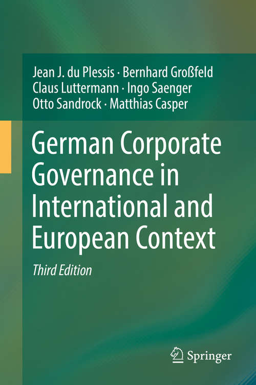 Book cover of German Corporate Governance in International and European Context