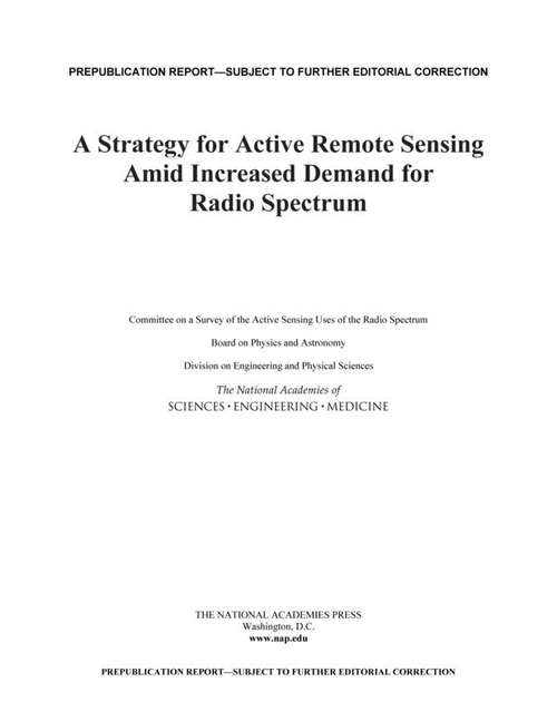 Book cover of A Strategy for Active Remote Sensing Amid Increased Demand for Radio Spectrum