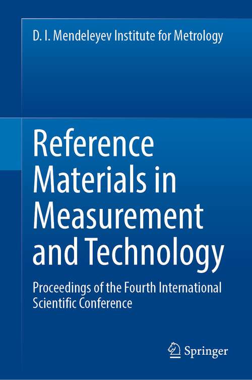 Book cover of Reference Materials in Measurement and Technology: Proceedings of the Fourth International Scientific Conference (1st ed. 2022)