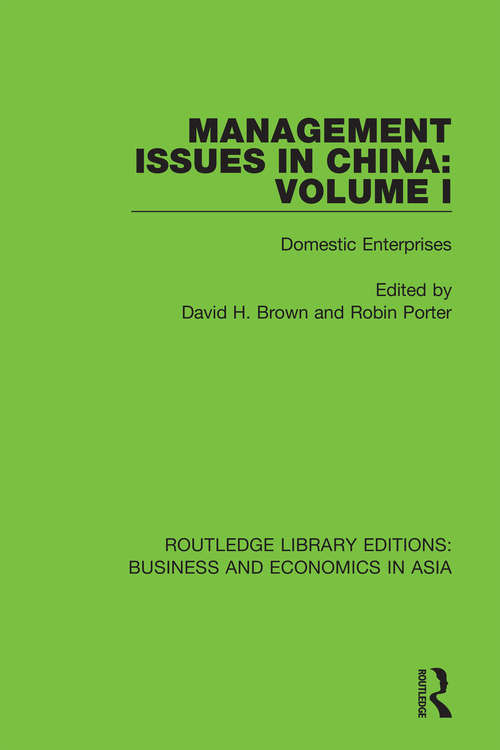 Book cover of Management Issues in China: Domestic Enterprises (Routledge Library Editions: Business and Economics in Asia #23)