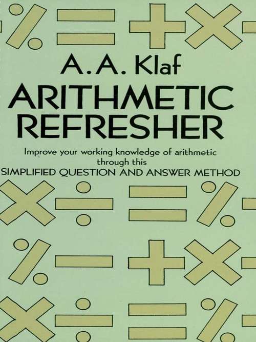 Book cover of Arithmetic Refresher (Dover Books on Mathematics)