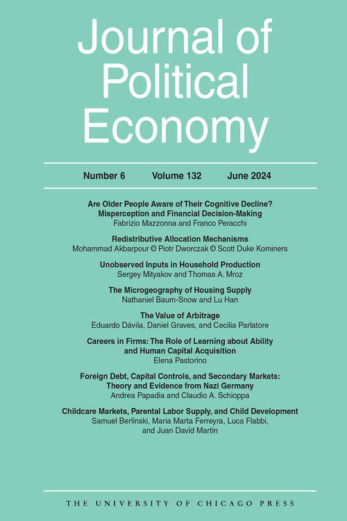 Book cover of Journal of Political Economy, volume 132 number 6 (June 2024)