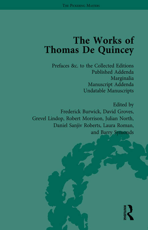 Book cover of The Works of Thomas De Quincey, Part III vol 20