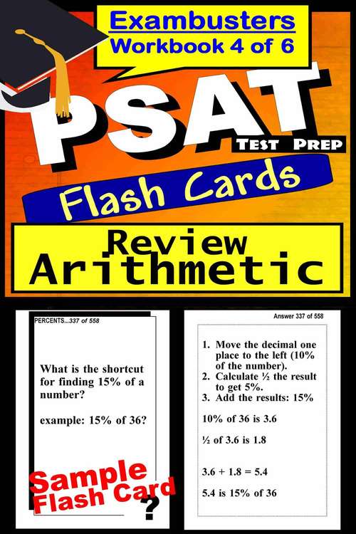Book cover of PSAT Test Prep Flash Cards: Arithmetic Review (Exambusters PSAT Workbook: 4 of 6)