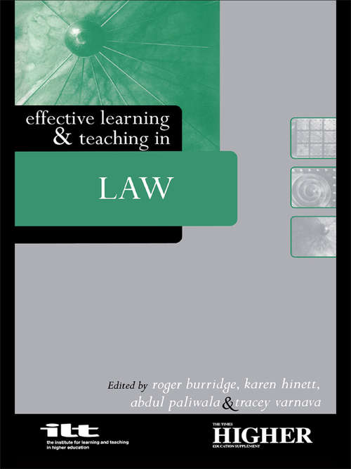 Book cover of Effective Learning and Teaching in Law (Effective Learning and Teaching in Higher Education)