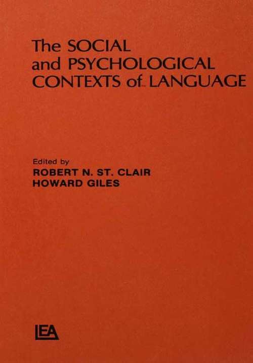 Book cover of The Social and Psychological Contexts of Language