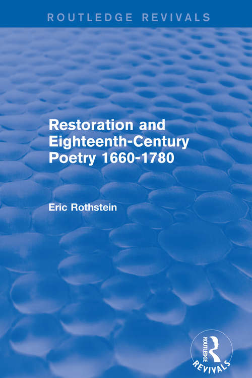 Book cover of Restoration and Eighteenth-Century Poetry 1660-1780 (Routledge Revivals)