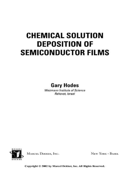 Book cover of Chemical Solution Deposition Of Semiconductor Films