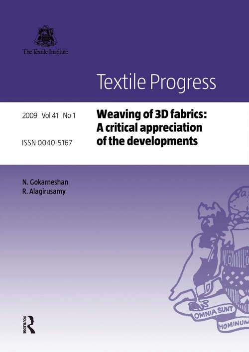 Book cover of Weaving of 3D Fabrics: A Critical Appreciation of the Developments