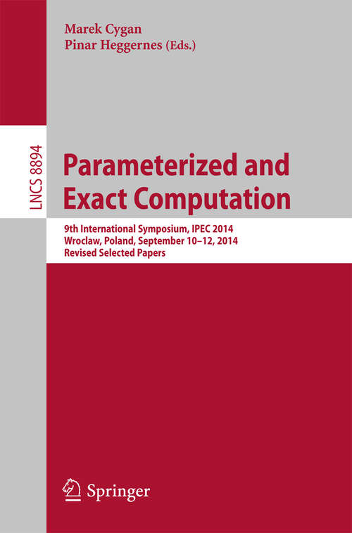 Book cover of Parameterized and Exact Computation