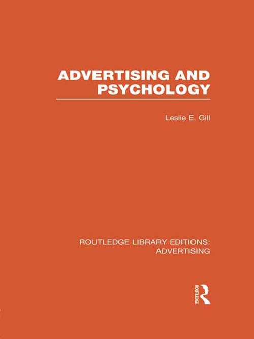 Book cover of Advertising and Psychology (Routledge Library Editions: Advertising)