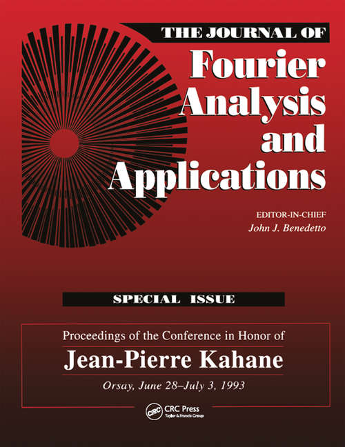 Book cover of Journal of Fourier Analysis and Applications Special Issue