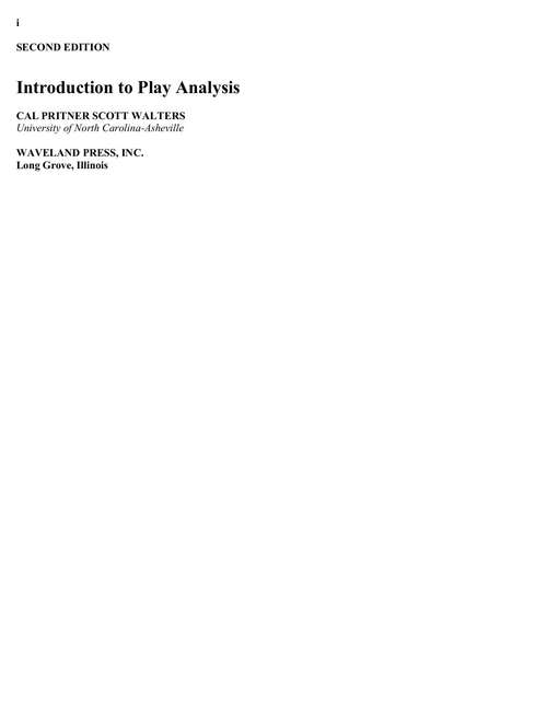 Book cover of Introduction To Play Analysis (2)