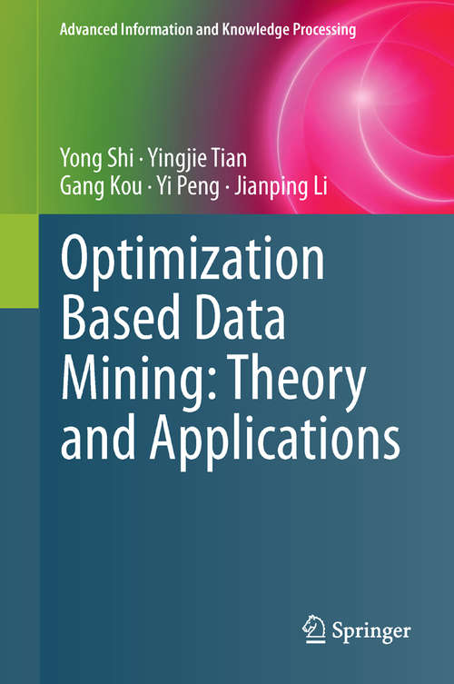 Book cover of Optimization Based Data Mining: Theory and Applications
