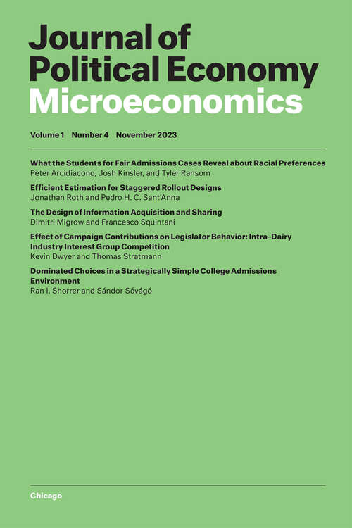 Book cover of Journal of Political Economy Microeconomics, volume 1 number 4 (November 2023)